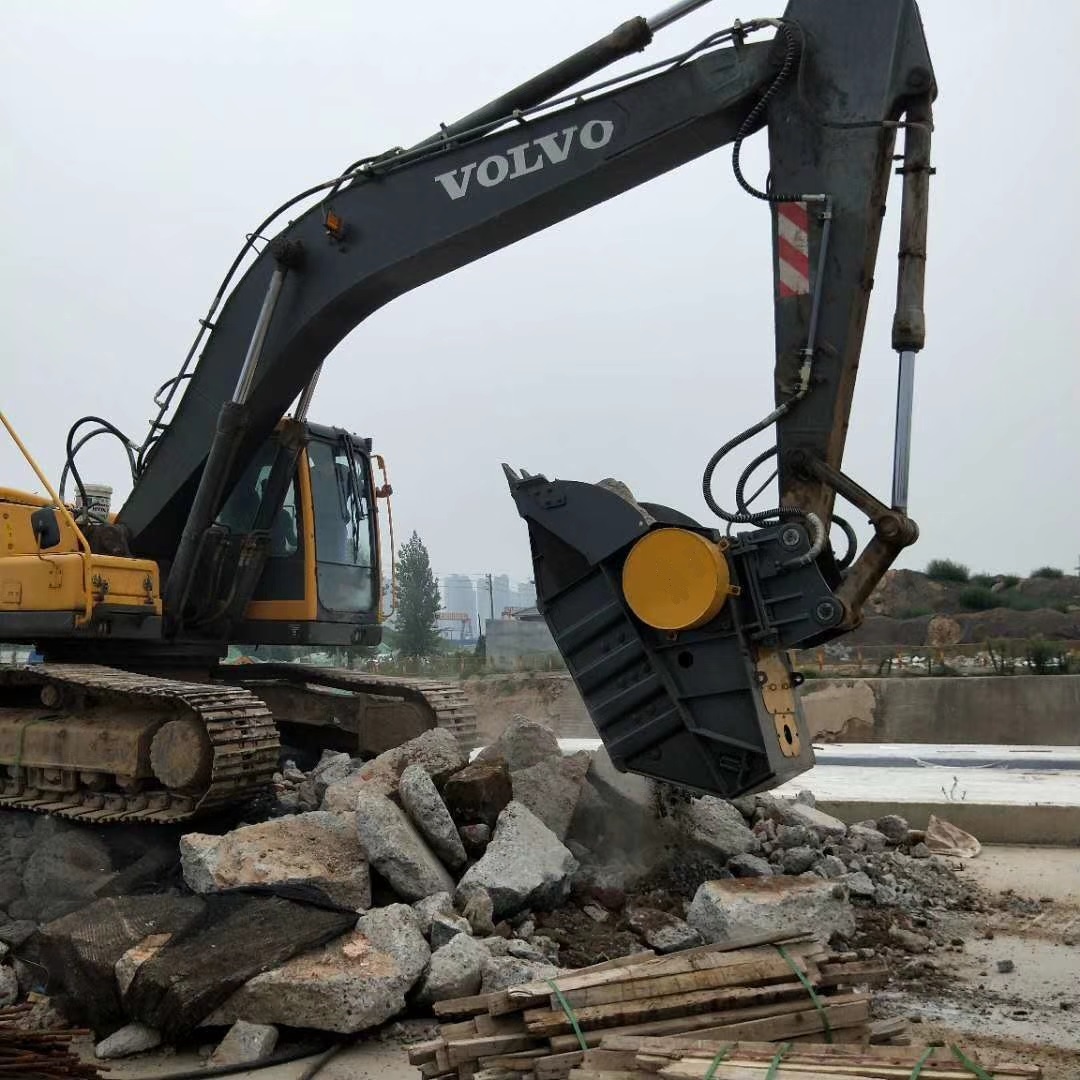 Heavy Equipment With Bucket - 解体用掘削機クラッシャーバケット油圧コンクリート岩石破砕アタッチメントリサイクル重機