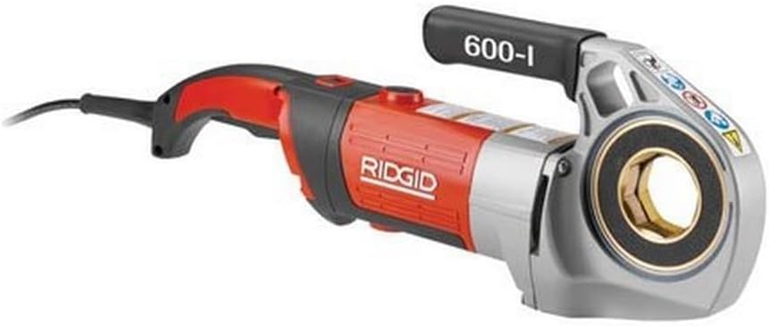 Pipe Threading Machine - RIDGID 44913 600-I ハンドヘルド電動パイプねじ切り機、キャリングケースとデュアルVジョーサポート付き、パイプ対応サイズ1/8インチ～1-1/4インチ