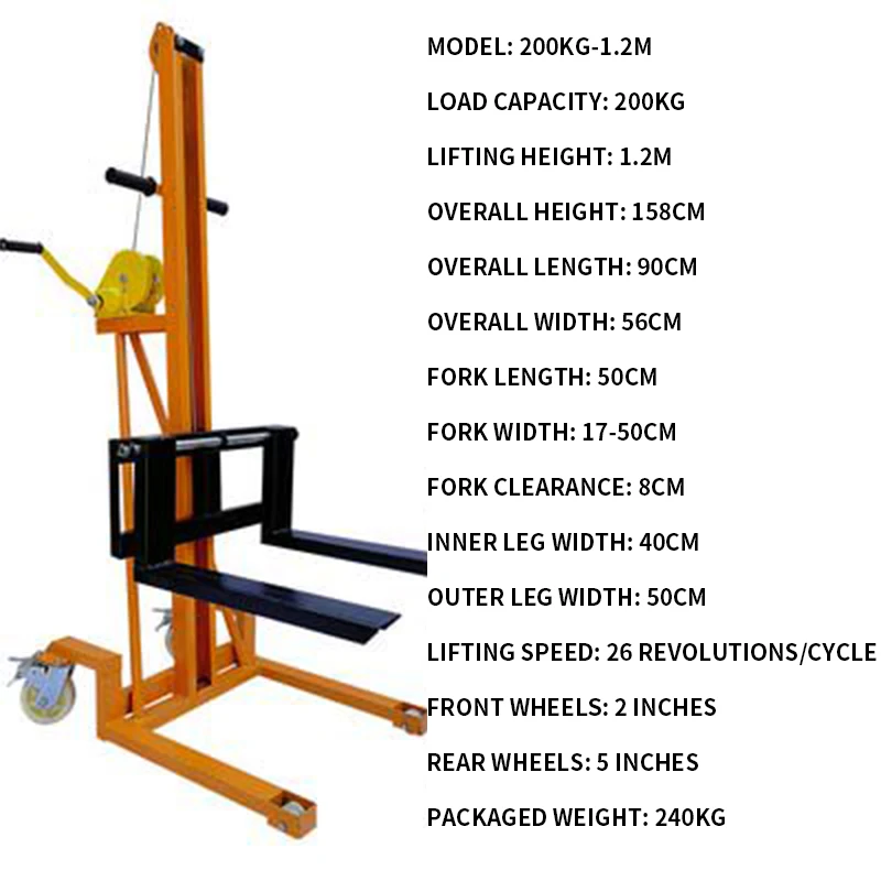 Hand Pallet Truck - 手動パレットジャッキ、ポータブルハンドクランクリフトトラック、小型パレットジャッキ、多目的積み下ろしトラック（カスタマイズ可能）